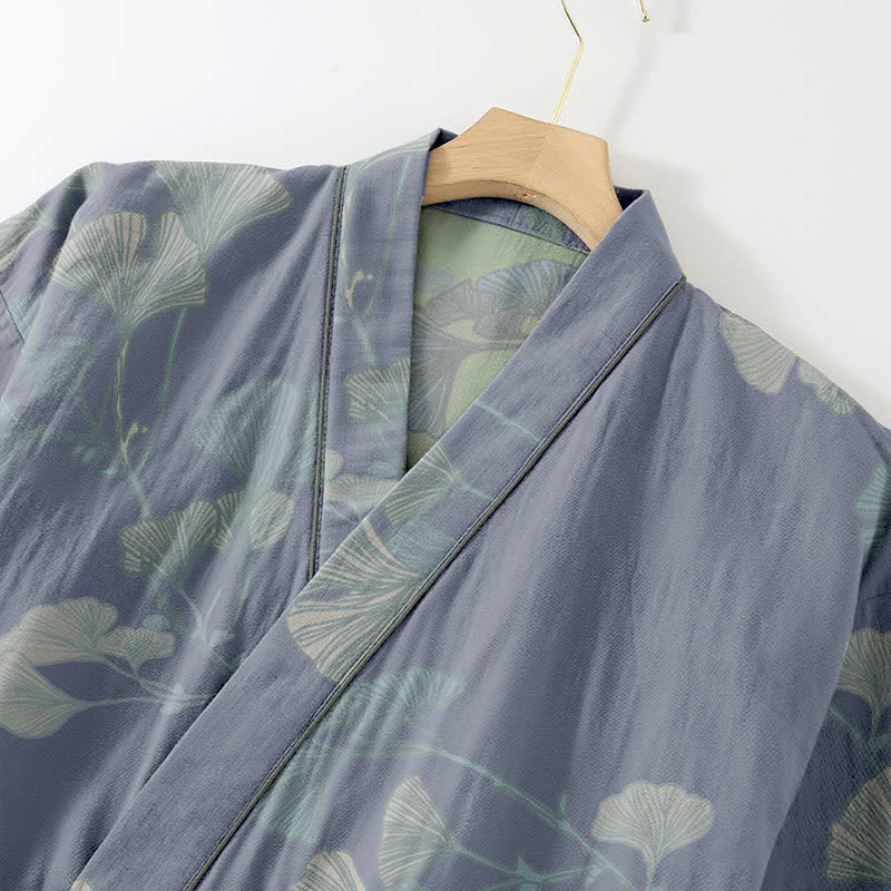 Ginkgoblatt-Kimono aus Bio-Baumwolle, Loungewear - image 6