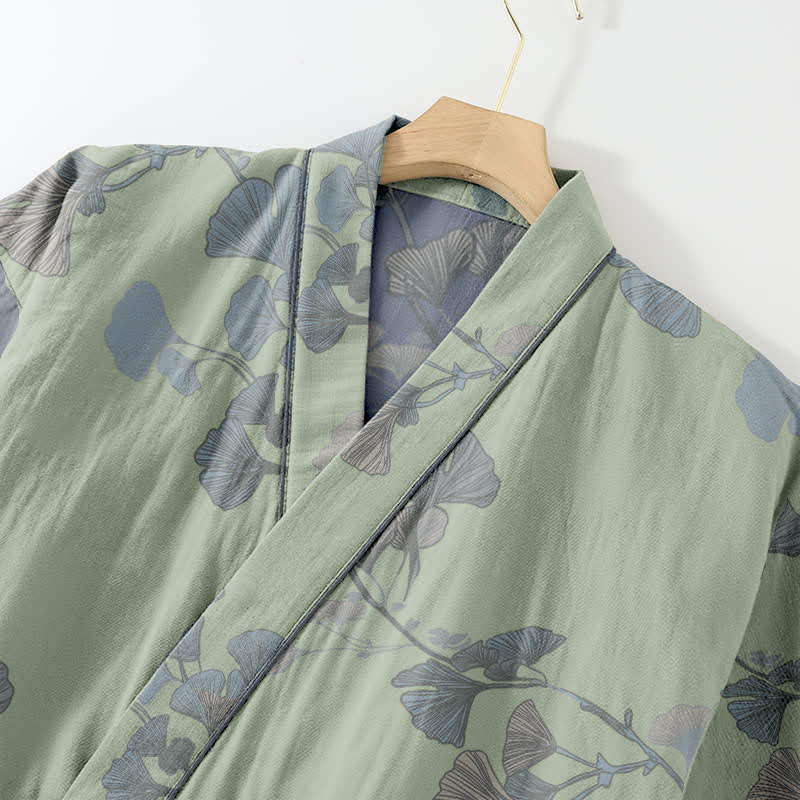 Ginkgoblatt-Kimono aus Bio-Baumwolle, Loungewear - image 3