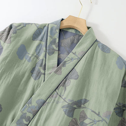 Ginkgoblatt-Kimono aus Bio-Baumwolle, Loungewear - image 4