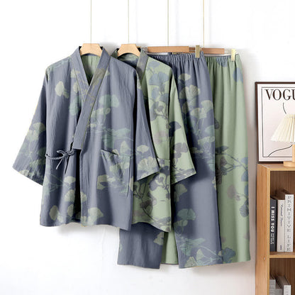 Ginkgoblatt-Kimono aus Bio-Baumwolle, Loungewear - image 1