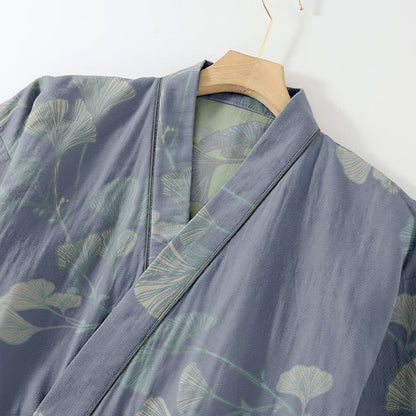 Ginkgoblatt-Kimono aus Bio-Baumwolle, Loungewear - image 7