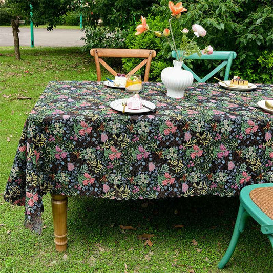 Tischdecke mit gewelltem Rand und Blumenzweig im Retro-Stil - 140cm x 260cm - image 1