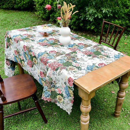 Bunte Tischdecke mit Rosenmuster und gewelltem Rand - image 4