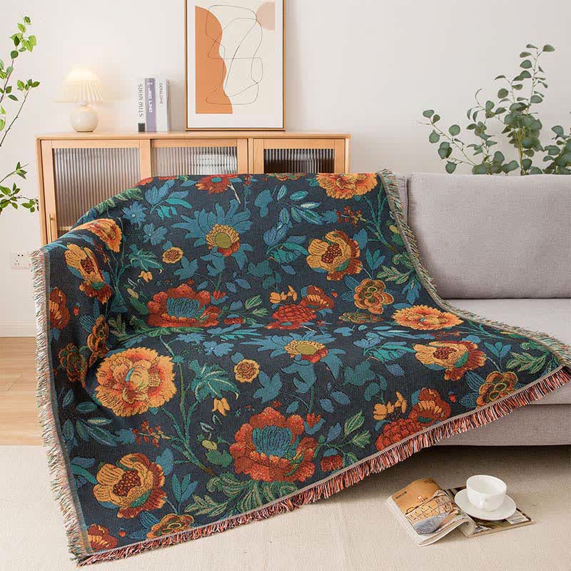 Sofadecke mit Retro-Blumenmuster in Gelb - image 2