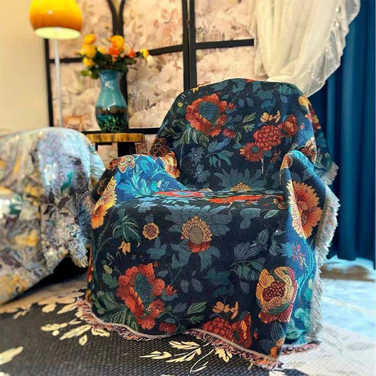 Sofadecke mit Retro-Blumenmuster in Gelb - 180cm x 340cm - image 1