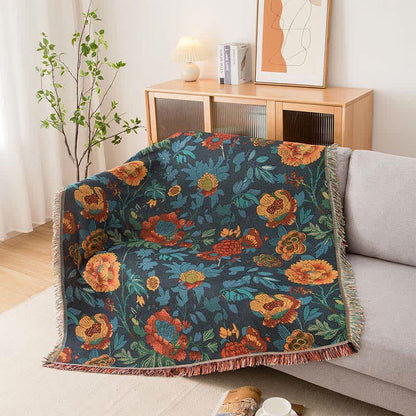 Sofadecke mit Retro-Blumenmuster in Gelb - image 3