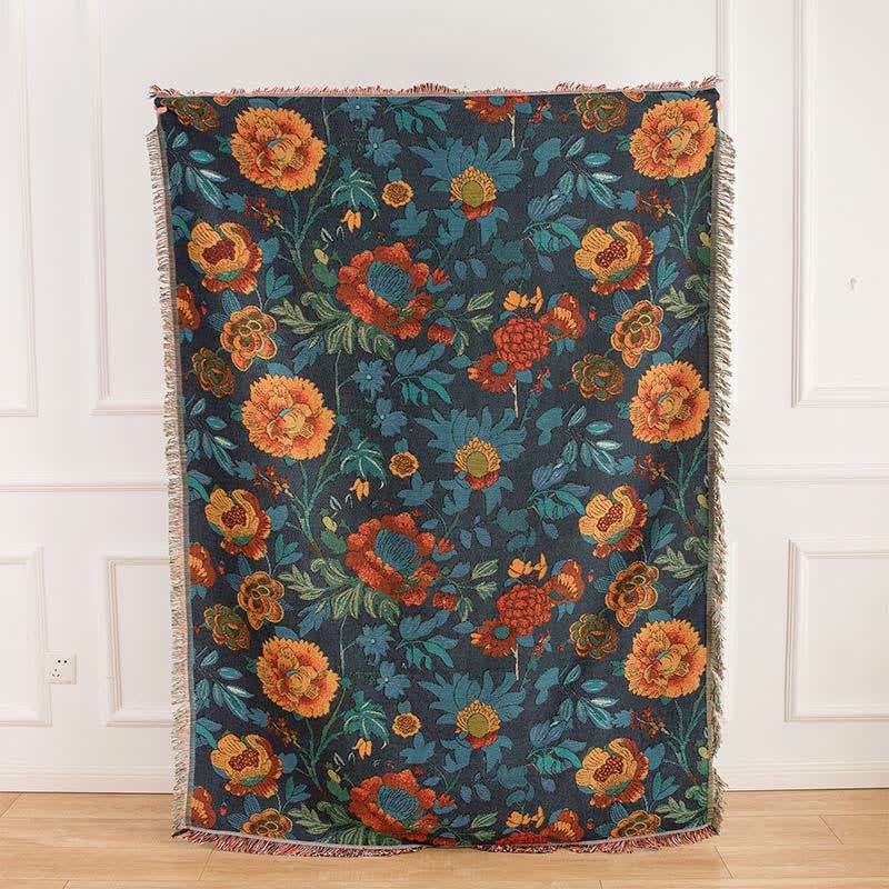 Sofadecke mit Retro-Blumenmuster in Gelb - image 6