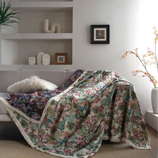 Tropische Monstera-Schmetterlings-Sofa-Überwurfdecke - 180cm x 340cm - image 1