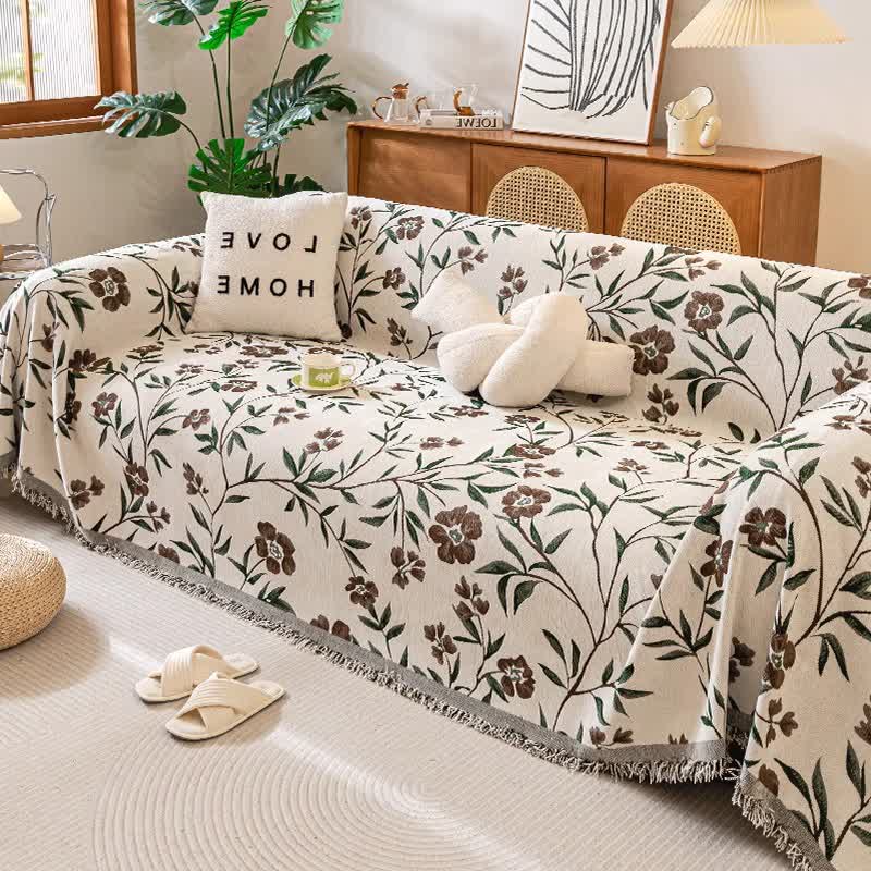 Gesang Sofadecke mit Blumenquaste - Braun - 180cm x 340cm - image 5