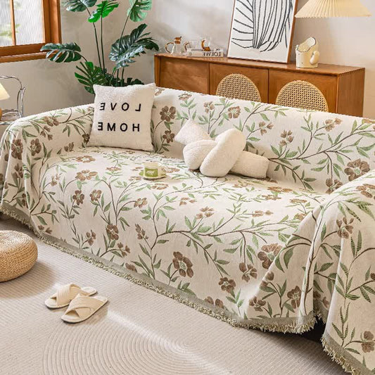 Gesang Sofadecke mit Blumenquaste - Khaki - 180cm x 340cm - image 1