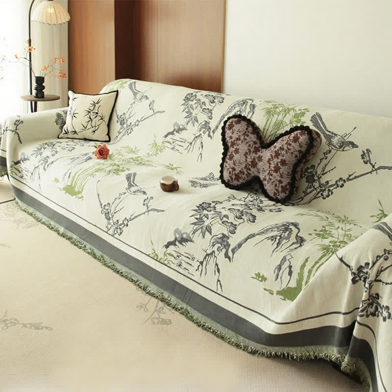Sofaüberwurf aus Chenille mit Bergmotiv - image 2
