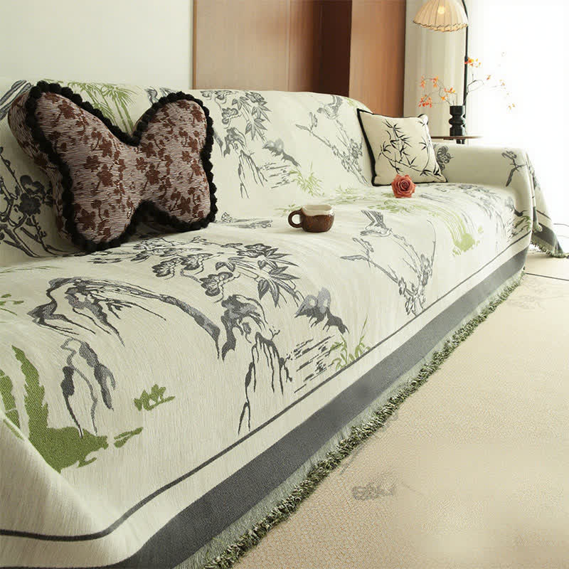 Sofaüberwurf aus Chenille mit Bergmotiv - image 4