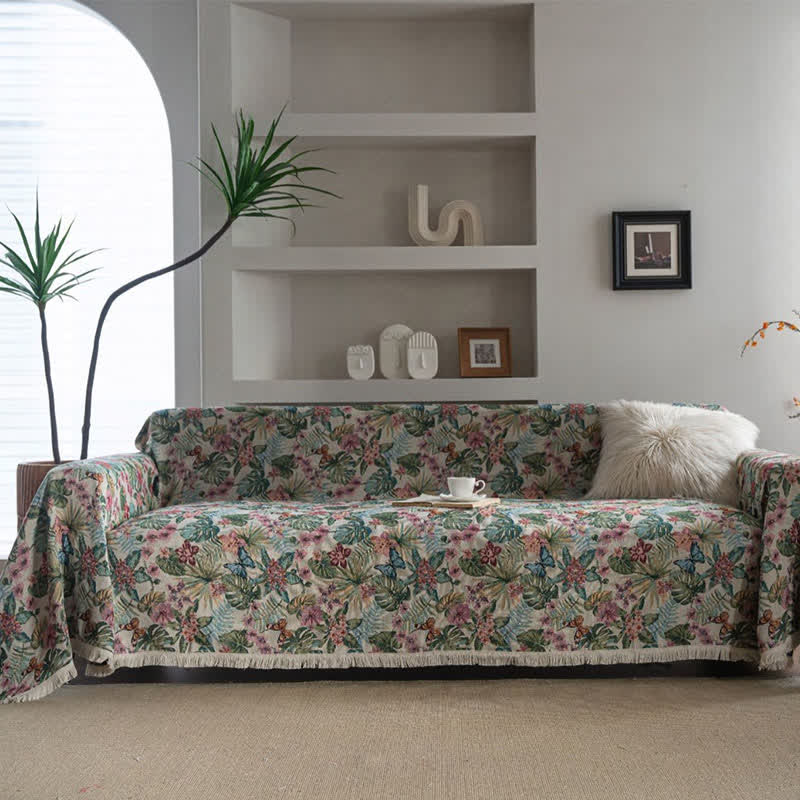 Tropische Monstera-Schmetterlings-Sofa-Überwurfdecke - image 2
