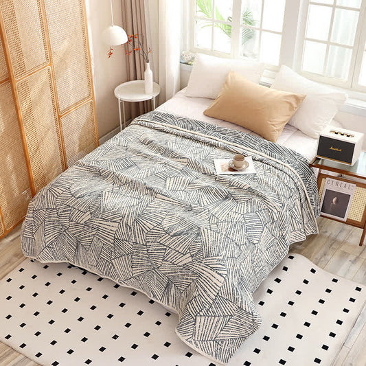 Moderne Steppdecke aus gestreifter Musselin-Baumwollgaze - 200cm x 230cm - image 1