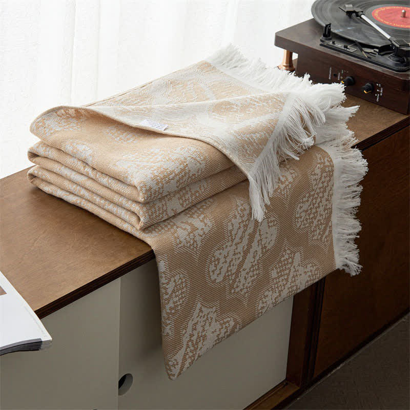 Wendesteppdecke aus Baumwolle mit Quasten im Retro-Muster - Kamel - 200cm x 230cm - image 7