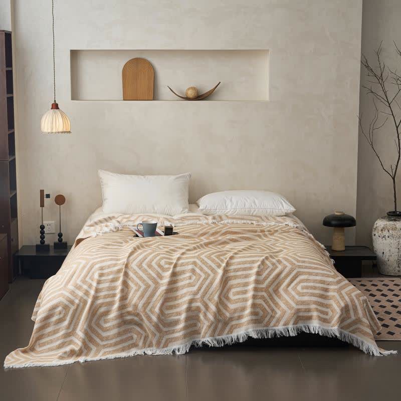 Wendesteppdecke aus Baumwolle mit Quasten und Karomuster im Jacquard-Stil - image 9