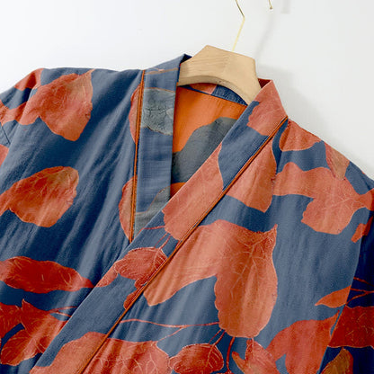 Loungewear-Set aus Baumwoll-Kimono mit botanischem Blattmuster - image 3