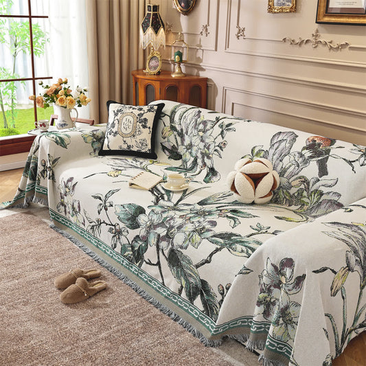 Luxuriöse Sofadecke aus Chenille mit Blumenmuster - 180cm x 340cm - image 1