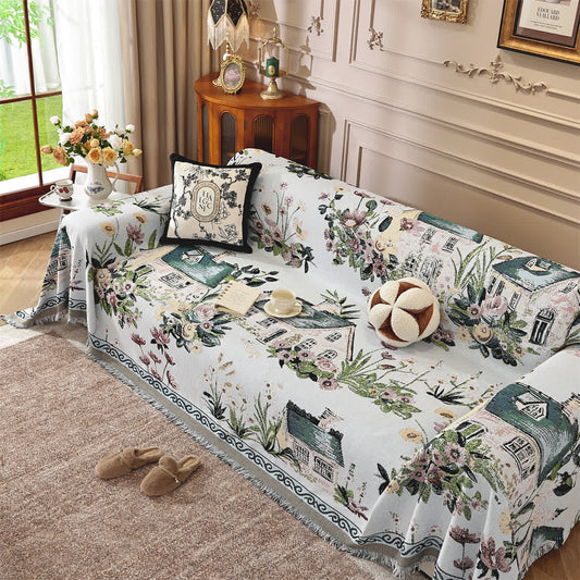 Chenille-Sofadecke „Countryside Town“ - 180cm x 340cm - image 1