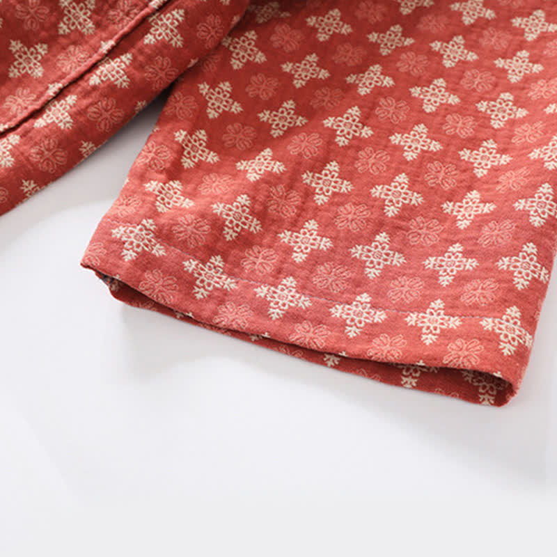 Unisex-Bademantel aus Baumwolle mit geometrischem Muster und Tasche - image 4