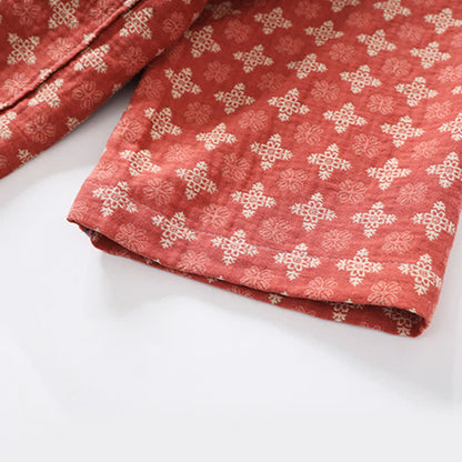 Unisex-Bademantel aus Baumwolle mit geometrischem Muster und Tasche - image 4