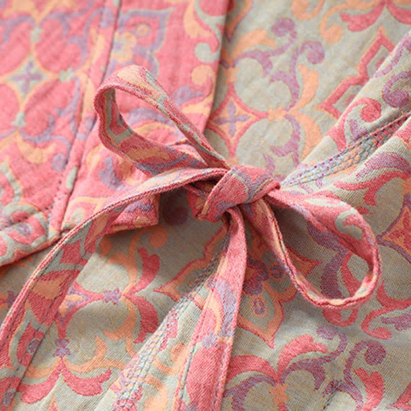 Bademantel aus Baumwollgaze mit Vintage-Blumenmuster und Taschen - image 4