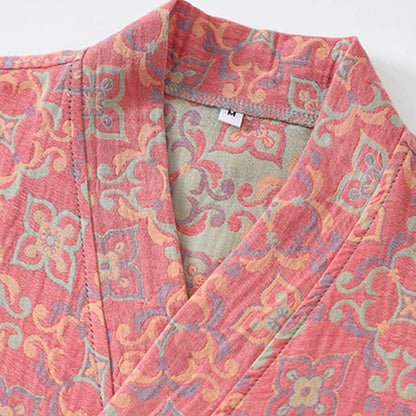 Bademantel aus Baumwollgaze mit Vintage-Blumenmuster und Taschen - image 3