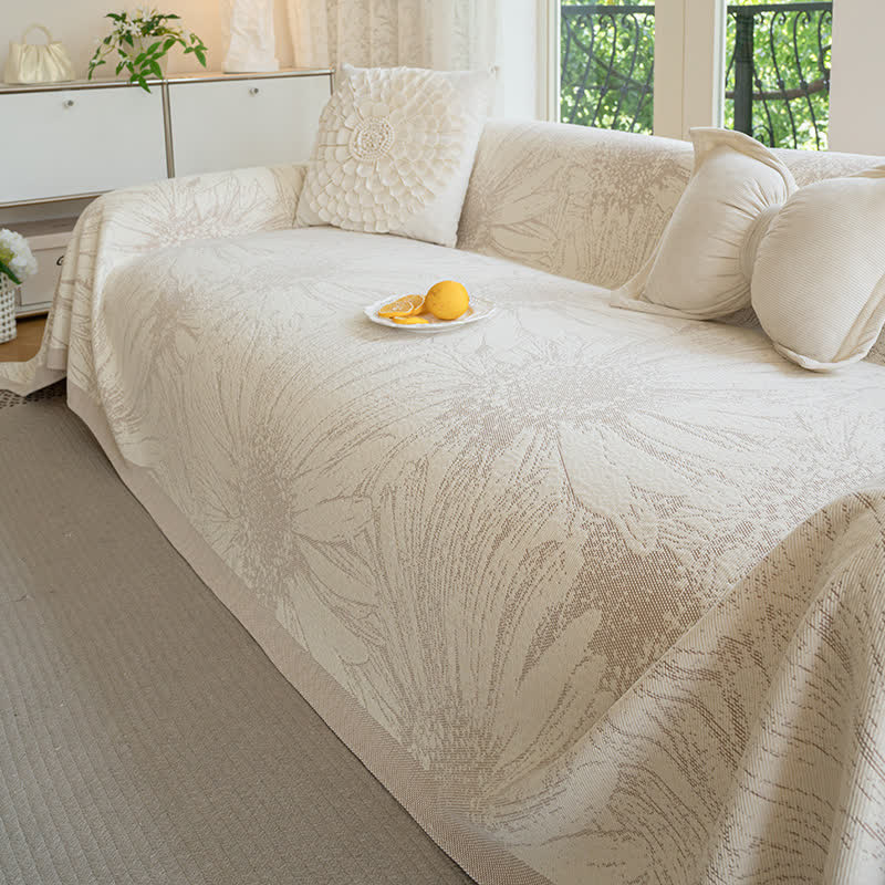 Künstlerische Chenille-Sofadecke mit Sonnenblumenmotiv - Braun - 180cm x 340cm - image 6