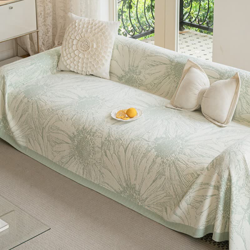 Künstlerische Chenille-Sofadecke mit Sonnenblumenmotiv - image 3