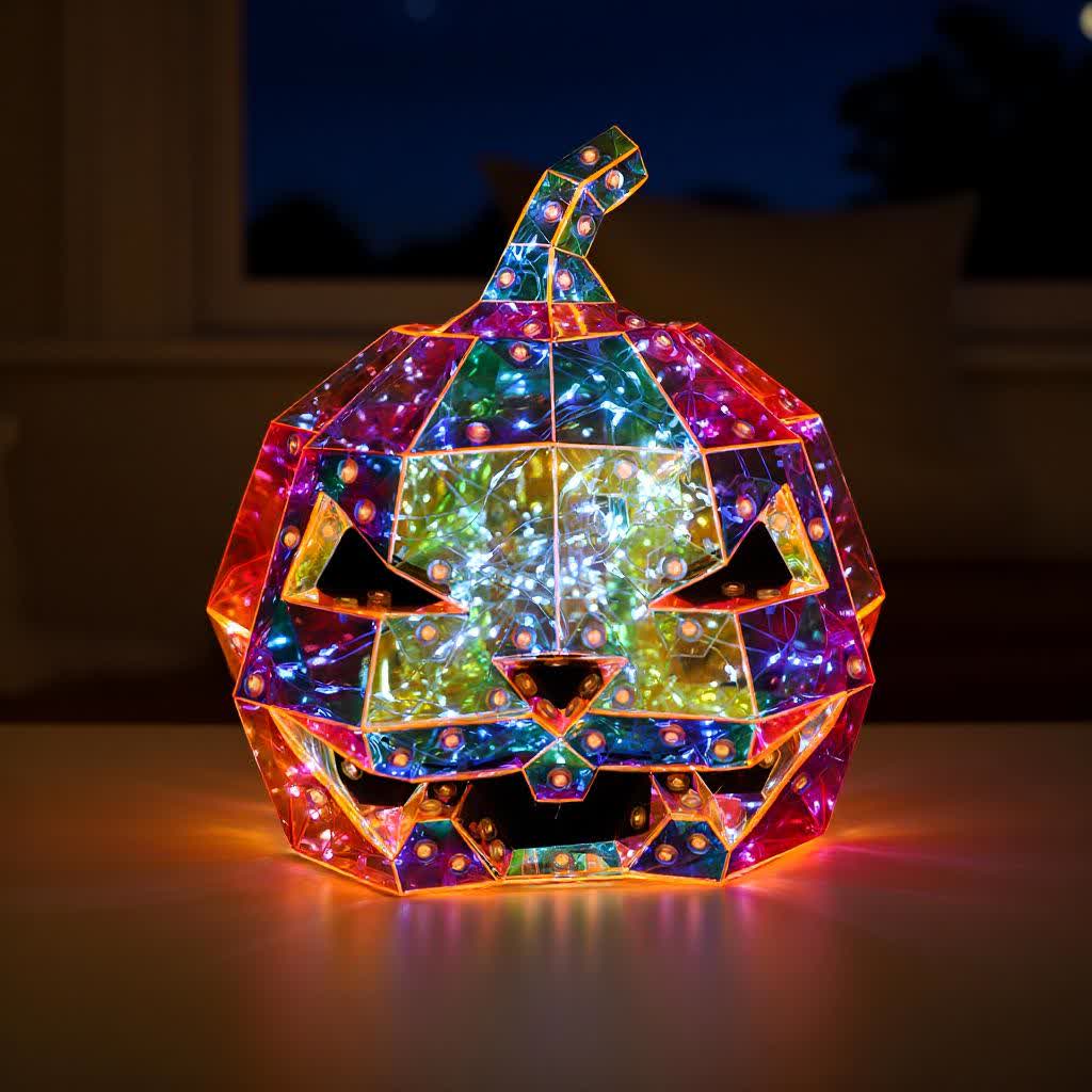 Geistergesicht-Kürbis-Unendlichkeitslichter-Dekoration - 2 STÜCKE - 24.2 cm x 25.5 cm x 24.2 cm - image 2