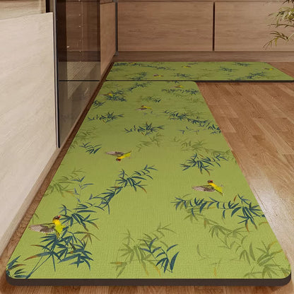 Wasserabsorbierender Küchen-/Eingangsteppich mit Bambusvogelmotiv - image 2
