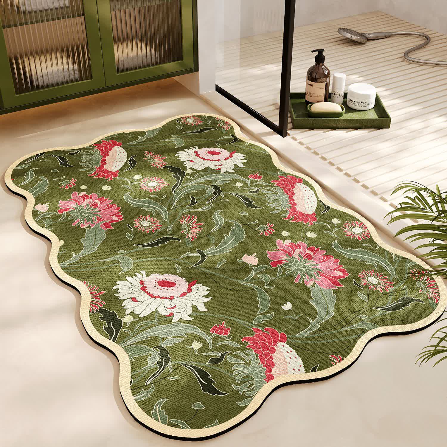 Diatom Mud Anti-Rutsch-Badematte mit Blumenmuster - A - 60cm x 90cm - image 1