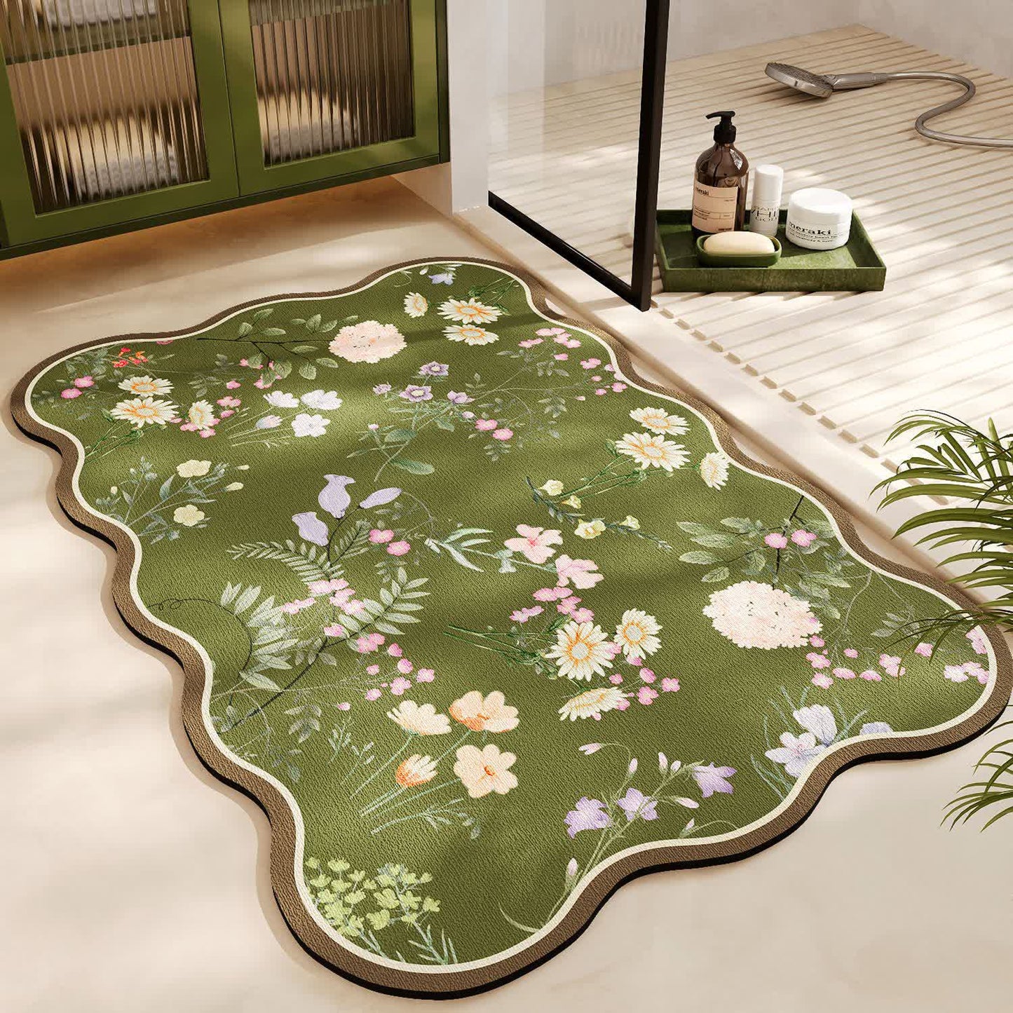 Diatom Mud Anti-Rutsch-Badematte mit Blumenmuster - B - 60cm x 90cm - image 2