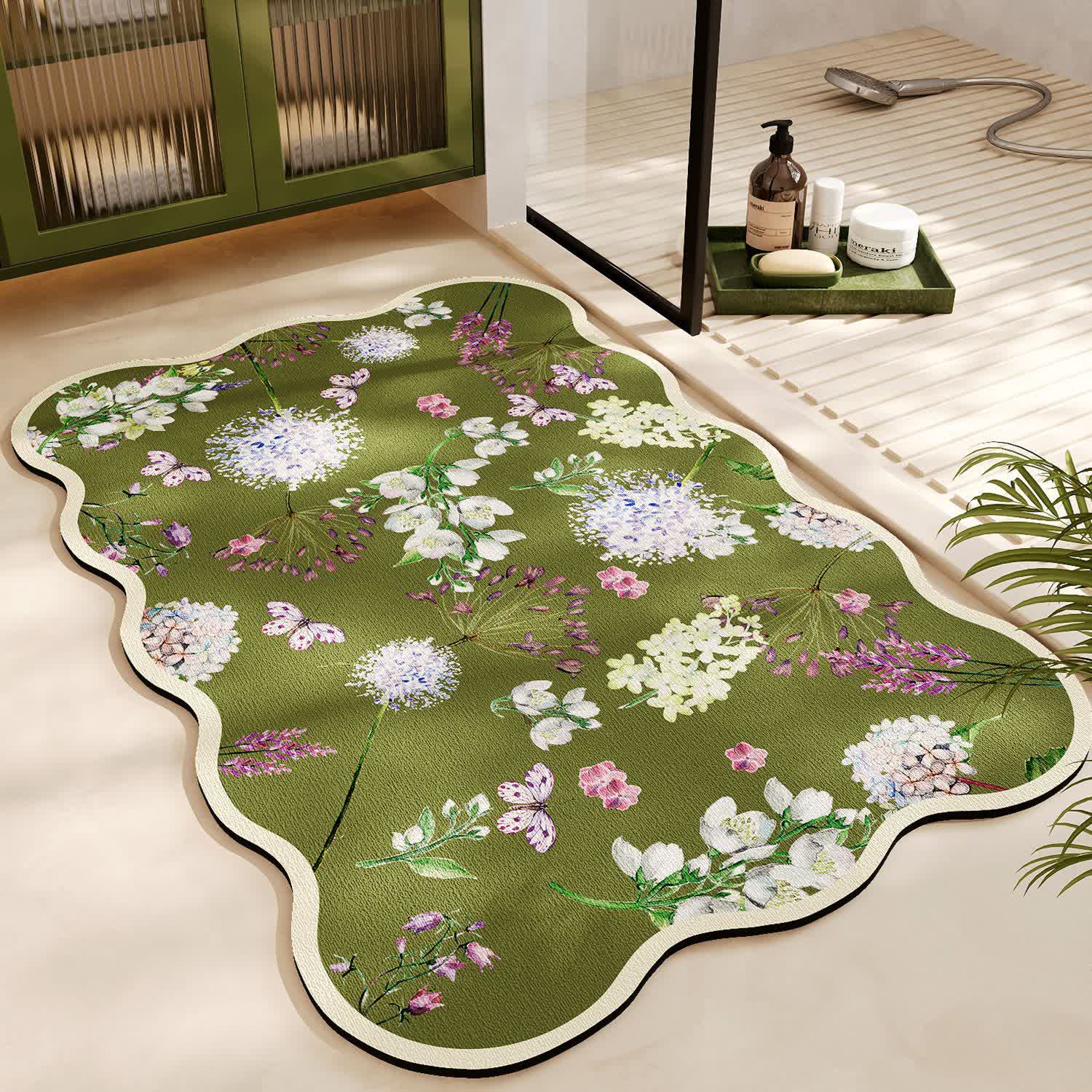 Diatom Mud Anti-Rutsch-Badematte mit Blumenmuster - C - 60cm x 90cm - image 3