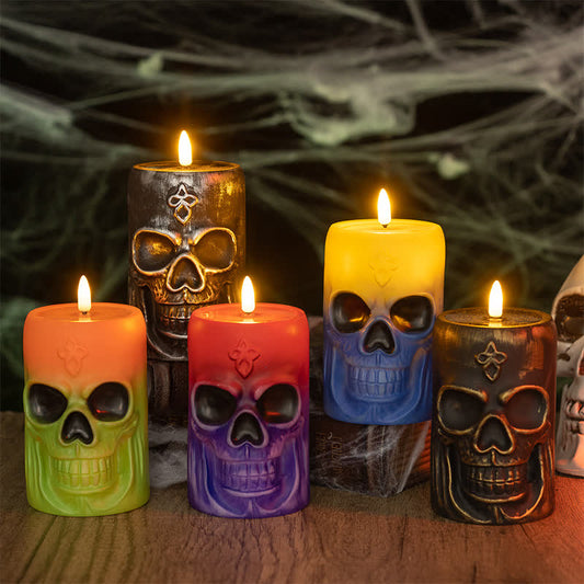 Halloween Totenkopf Nachtlicht Dekoration - 1x A+1x B+1x C+1x D+1x E - 5 Stück - 8.1 cm x 8.1 cm x 12.8 cm - image 1