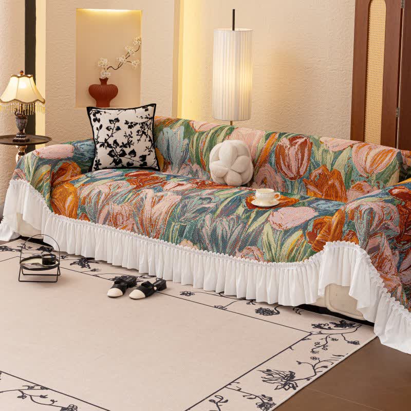 Sofadecke mit Ölgemälde-Rüschen - 200cm x 340cm - image 1