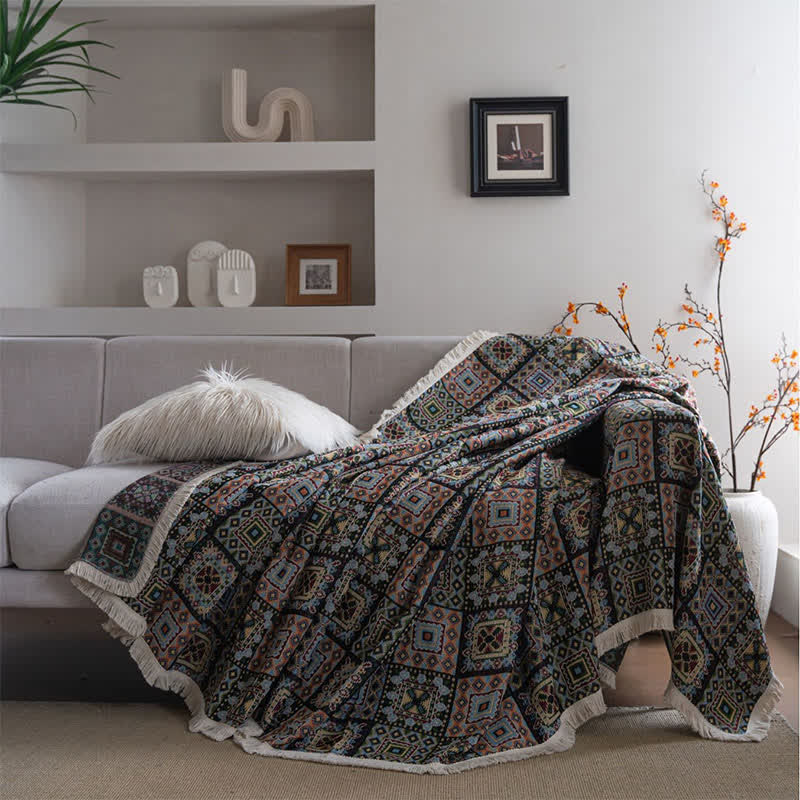 Sofadecke mit geometrischem Karomuster - 180cm x 340cm - image 4