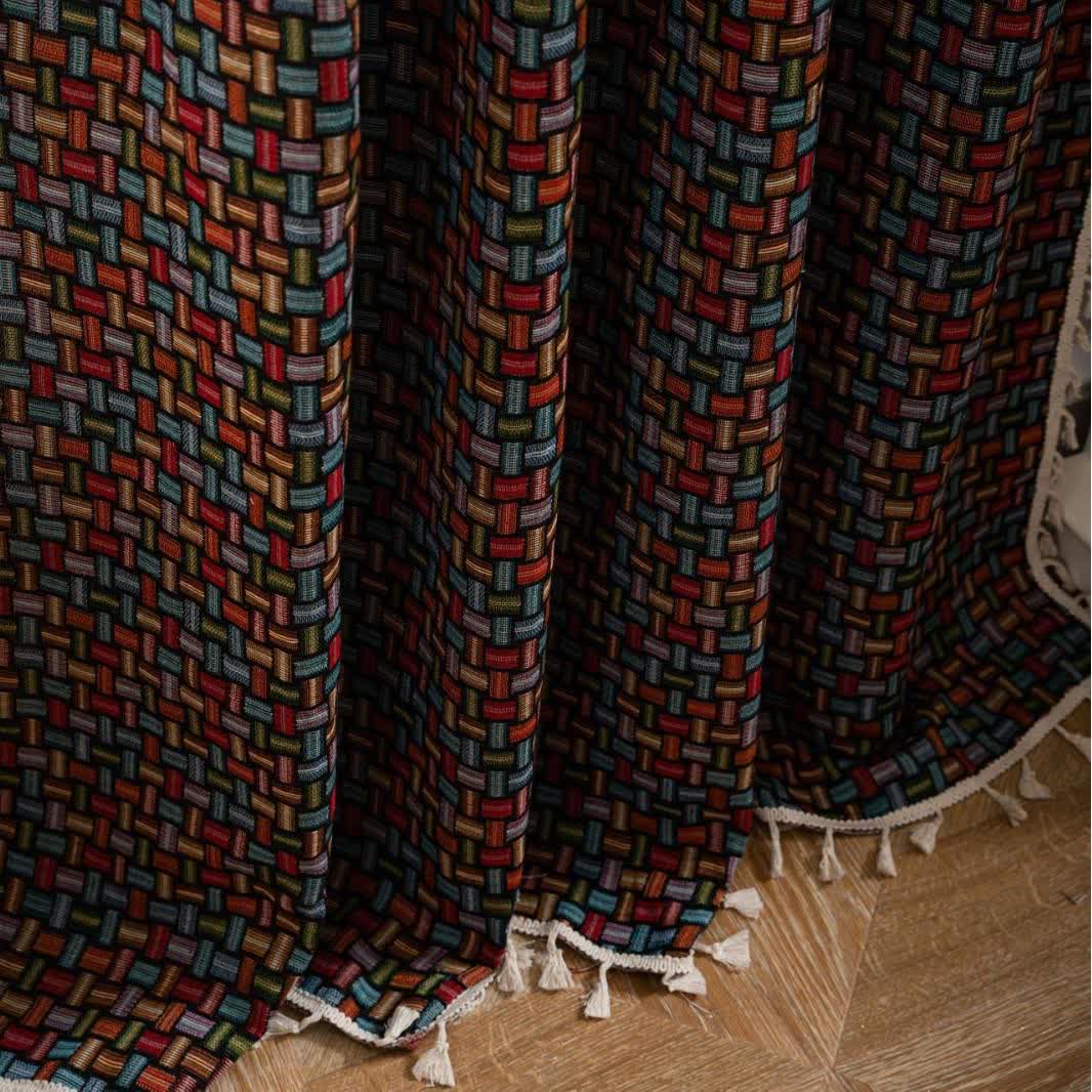 Bunte Jacquard-Vorhänge mit geometrischem Knoten - image 5