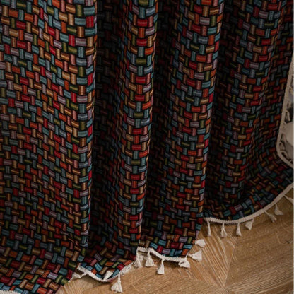 Bunte Jacquard-Vorhänge mit geometrischem Knoten - image 5
