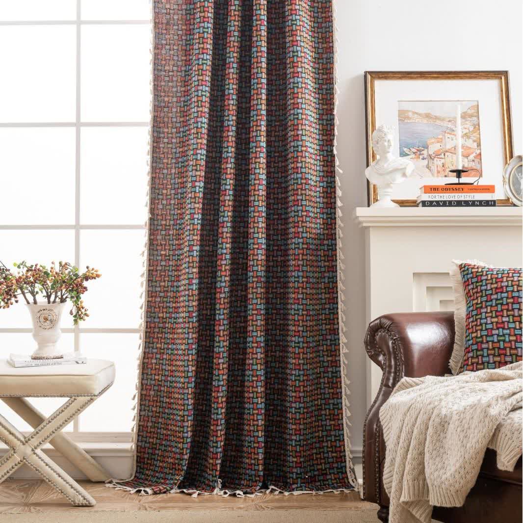 Bunte Jacquard-Vorhänge mit geometrischem Knoten - image 2