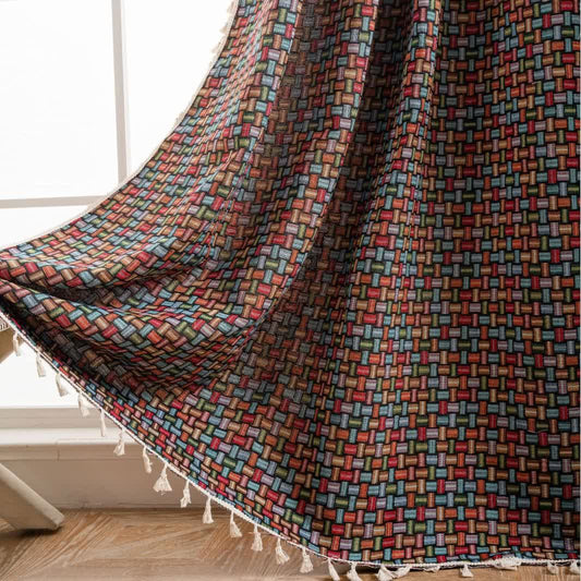 Bunte Jacquard-Vorhänge mit geometrischem Knoten - Rutentasche - 150cm x 260cm - image 1