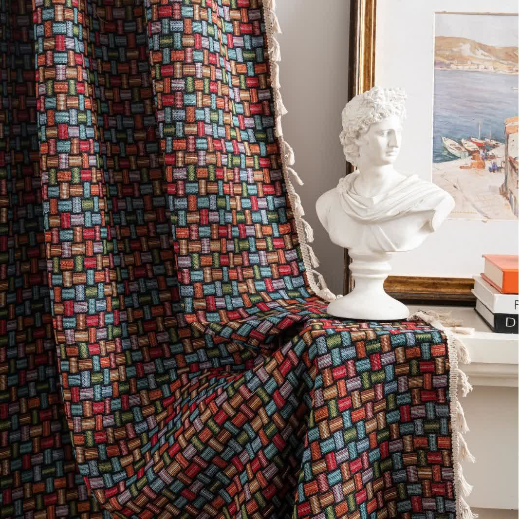 Bunte Jacquard-Vorhänge mit geometrischem Knoten - image 4