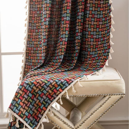 Bunte Jacquard-Vorhänge mit geometrischem Knoten - image 3