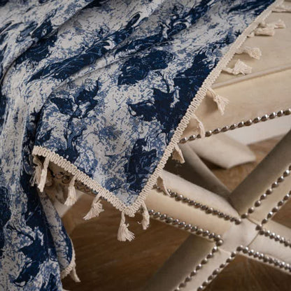 Blaue abstrakte Jacquard-Quastenvorhänge - image 6