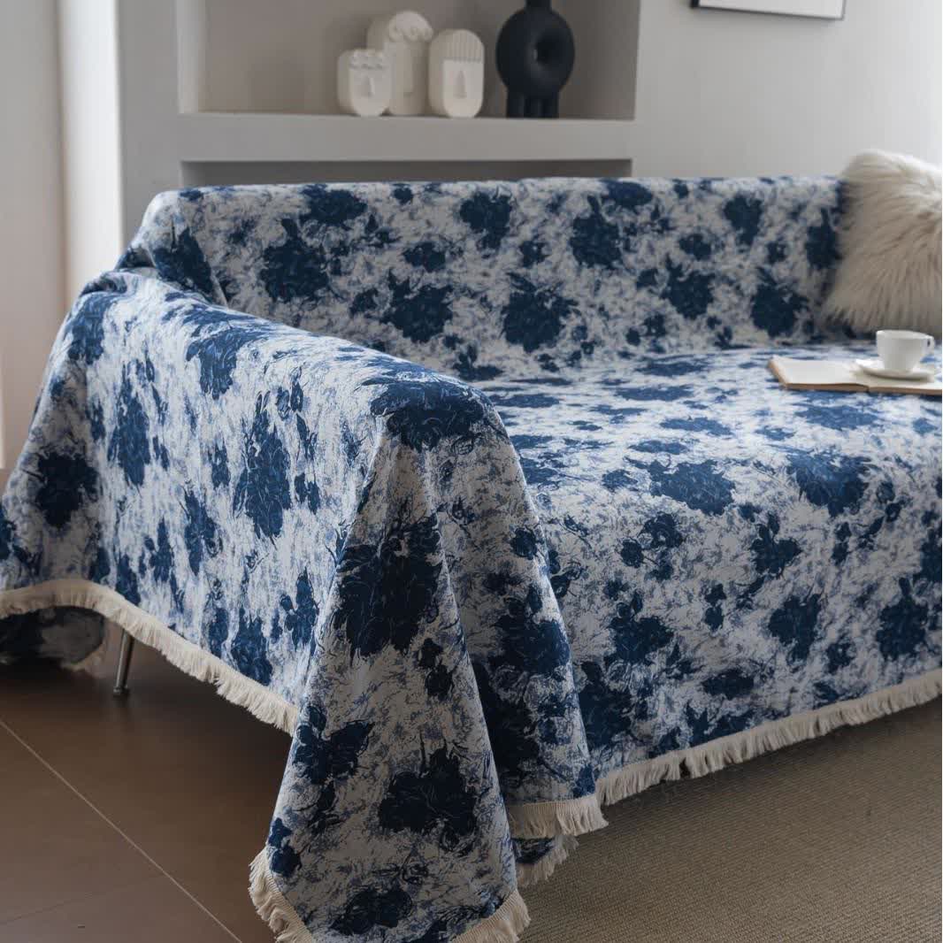 Blaue abstrakte Jacquard-Sofadecke - image 4