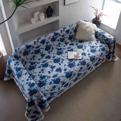 Blaue abstrakte Jacquard-Sofadecke - image 3