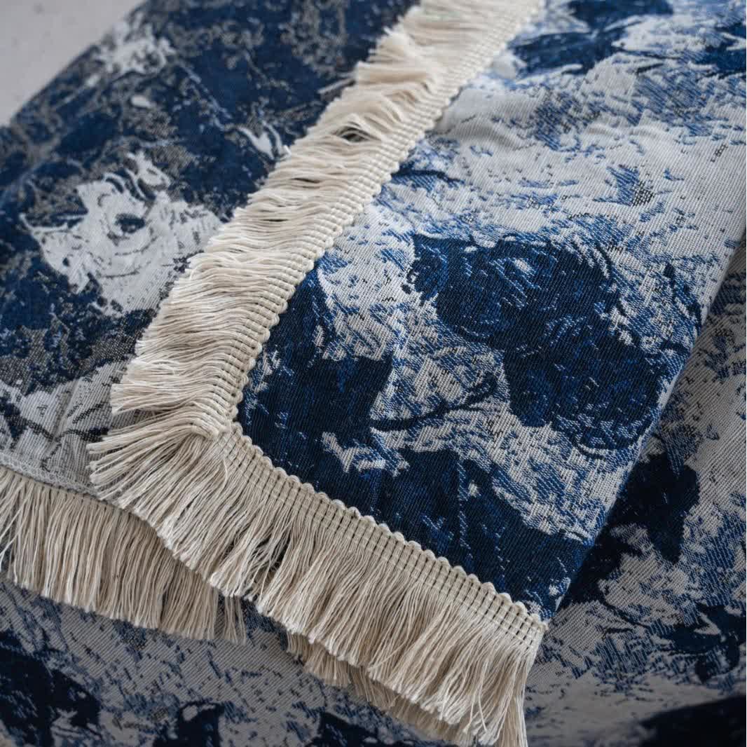 Blaue abstrakte Jacquard-Sofadecke - image 6