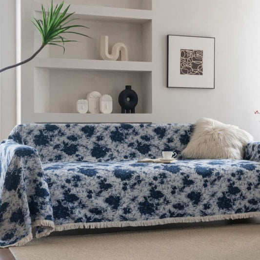 Blaue abstrakte Jacquard-Sofadecke - 180cm x 340cm - image 1