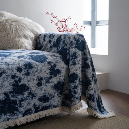 Blaue abstrakte Jacquard-Sofadecke - image 5