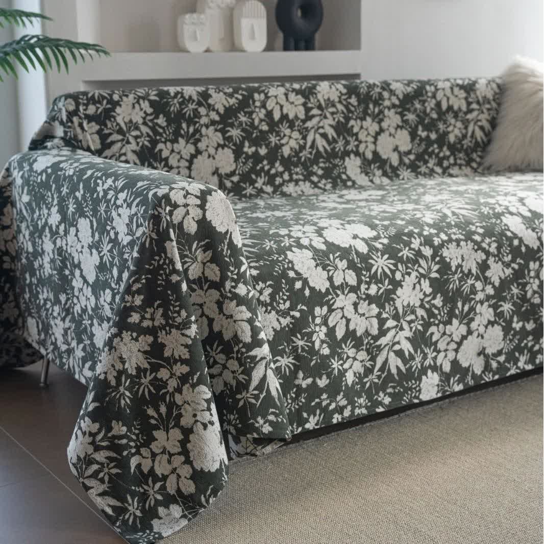 Sofadecke mit Mohnblumen und Blättern - image 4